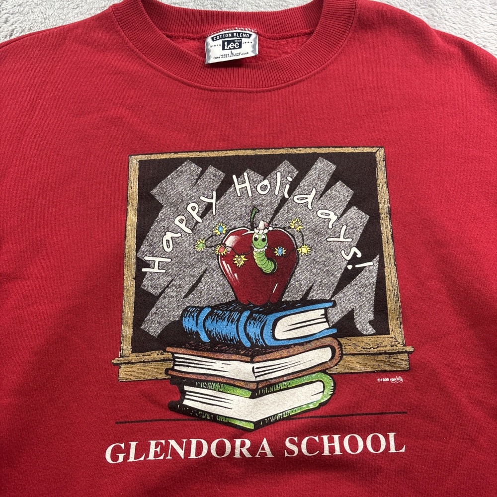 Vintage 90's Happy Holidays Glendora School 1995 Crew Neck Sweatshirt Women's L